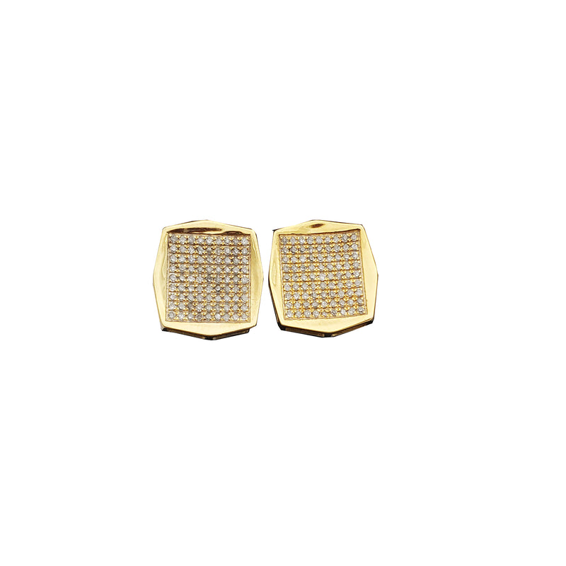 Diamond Concave Square Stud Earrings (10K)
