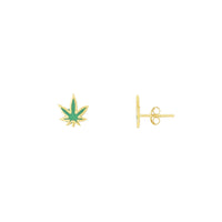 Leaf Enamel Stud Earrings (14K)
