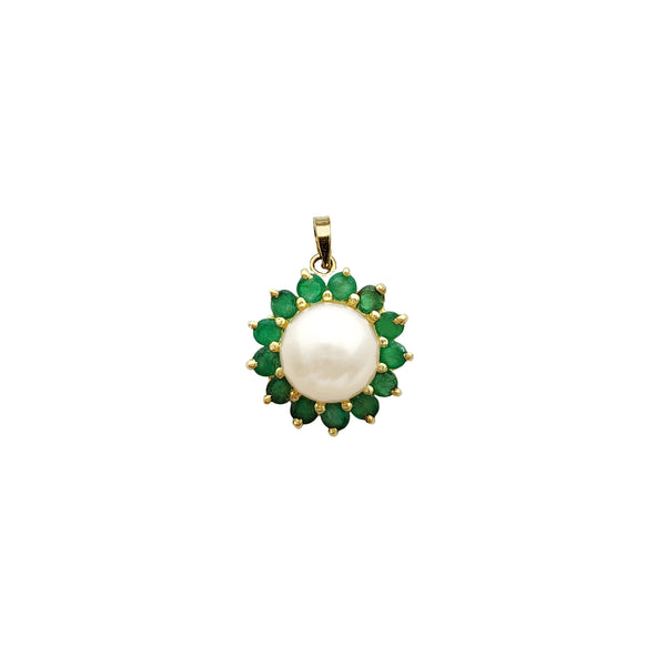 Pearl & Emerald Flower Pendant (14K)