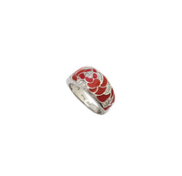 Red Enamel Band (Silver)