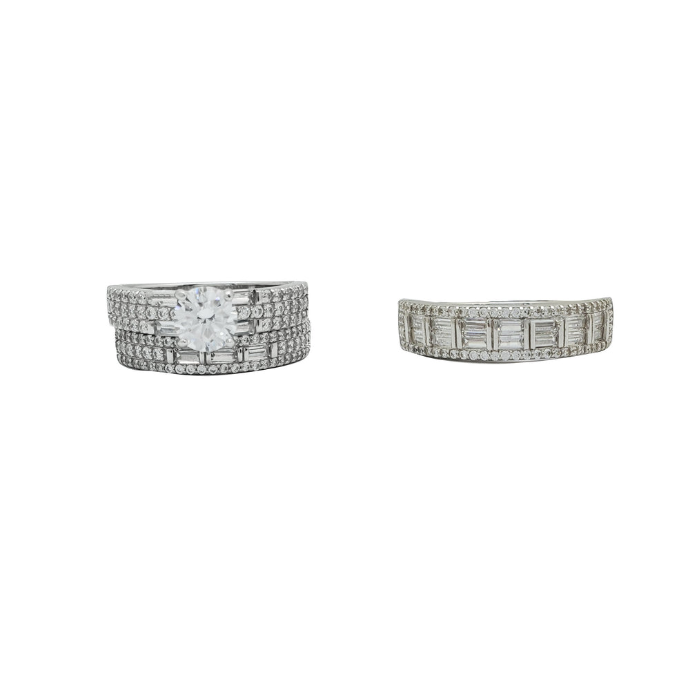 Three Piece Set Engagement Rings (Silver)