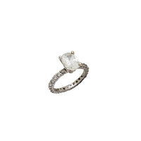 Bague de fiançailles diamant forme ovale et éternité (14K)