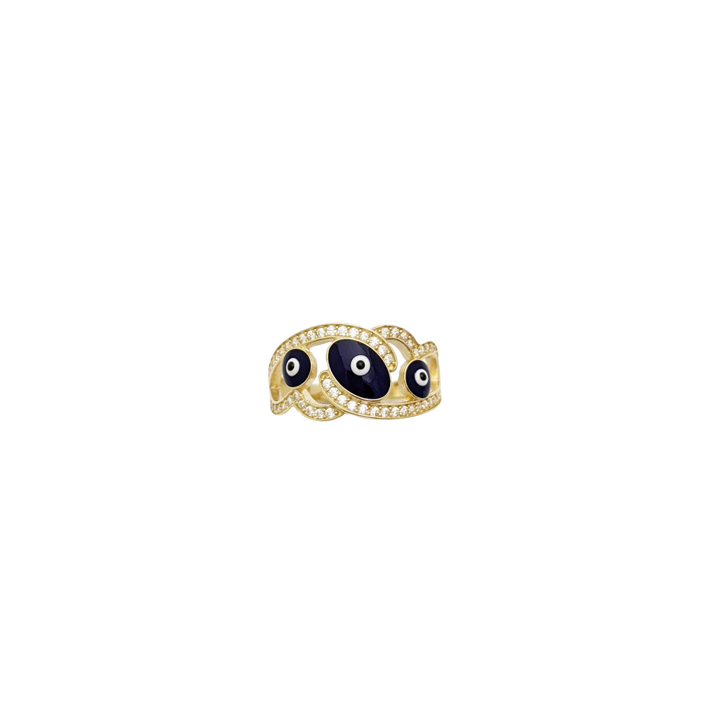 Triple Evil Eye Ring (14K)