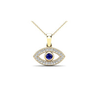 Blue Diamond Evil Eye Pendant (14K)