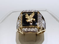 Eagle Onyx muški prsten 14K - Lucky Diamond 恆福 珠寶 金 行 New York City 169 Canal Street 10013 Zlatara Playboi Charlie Chinatown @luckydiamondny 2124311180