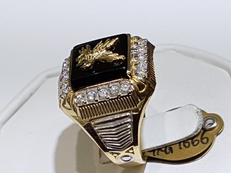 Eagle Onyx Men's Ring 14K - Lucky Diamond 恆福珠寶金行 New York City 169 Canal Street 10013 Jewelry store Playboi Charlie Chinatown @luckydiamondny 2124311180
