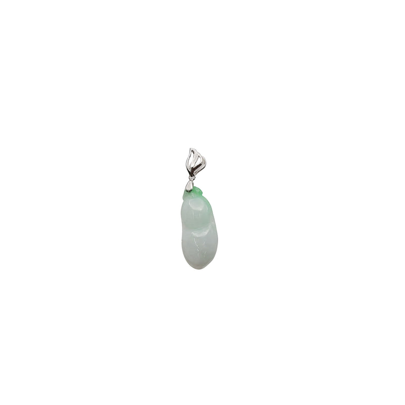 Edible-Podded Pea Jade Pendant (Silver)
