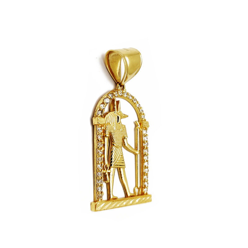 Egyptian Anubis CZ Pendant (14K) – Popular J