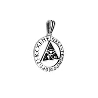 Egyptian Eye of Horus Symbol Pyramid Ancient Alphabet Script Pendant (Silver)