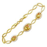 Elephant Pave Oval Marquis Link Bracelet (14K) Popular Jewelry New York