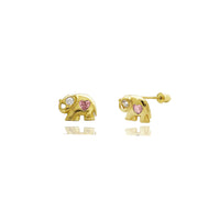 Mini Elephant Stud Earrings (14K)