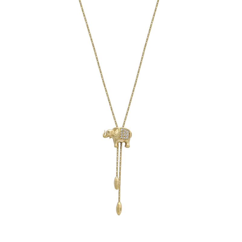 Elephant Hanging Bead Necklace (14K) Popular Jewelry New York