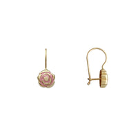 Enamel-Rose Dangling Earrings (14K) Popular Jewelry New York