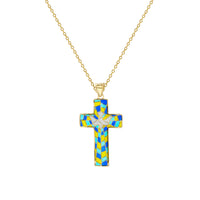 Emajlirana ogrlica od goluba u obliku križa (14K) Popular Jewelry Njujork