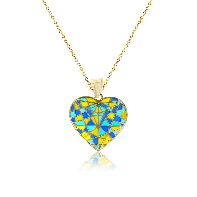Enameled-Mosaic Heart Fancy Necklace (14K) Popular Jewelry New York