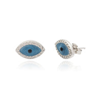 Evil Eyes Stud Earrings (Silver) Popular Jewelry New York