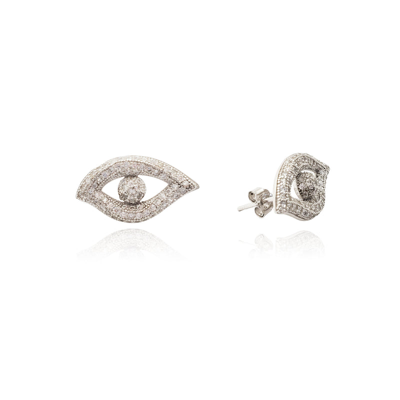 Evil Eyes Stud Earrings (Silver) Popular Jewelry New York