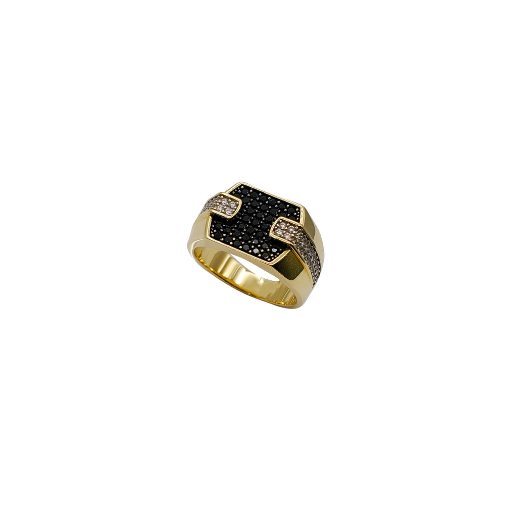 Belt Design Black Stone Ring (14K)