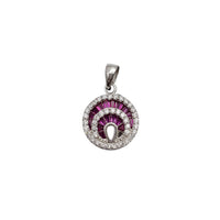 Iced-Out Pink CZ Double-Crescent Emblem Pendant (Silver)