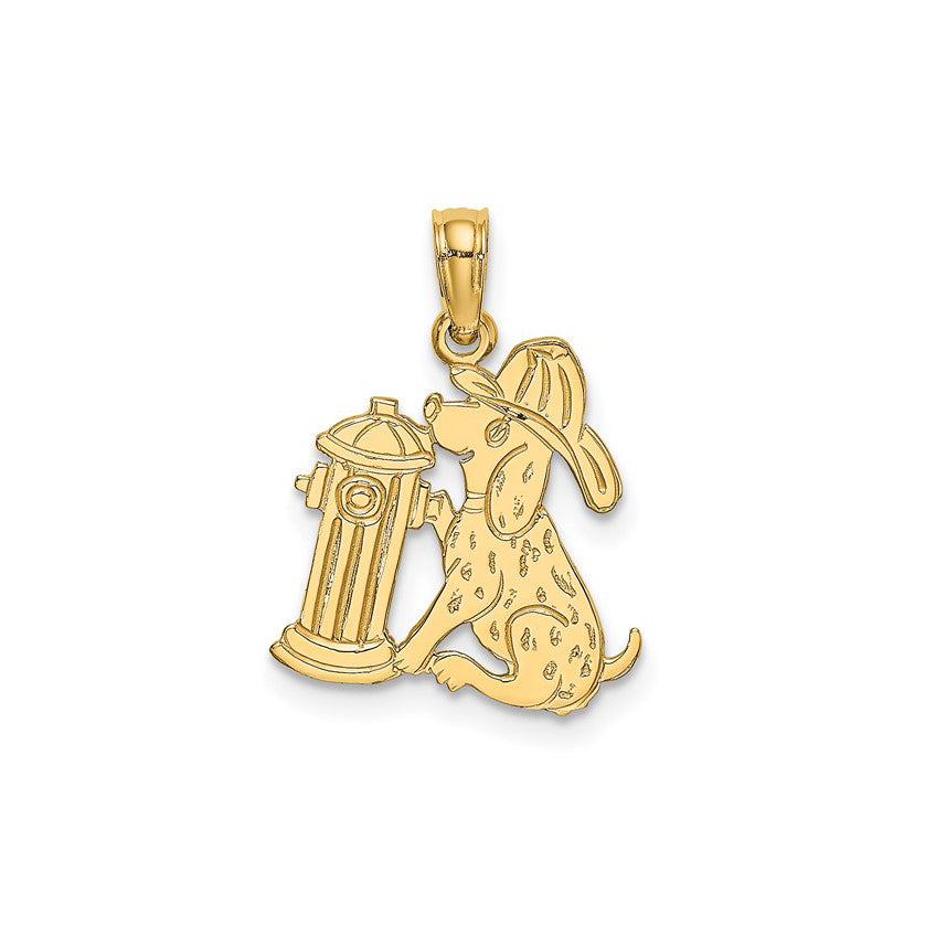 Fireman Hydrant with Dog Pendant (14K)
