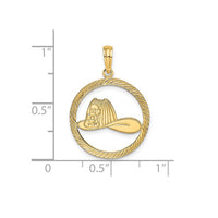 Fireman Helmet in Disk Pendant (14K)