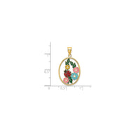 Enamel Flower and Ladybug Oval Charm (14K)