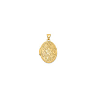Oval Shape With Flower Design Pendant (14K)