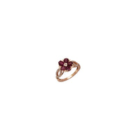 Diamantni in rubinski cvetlični prstan s 5 cvetnimi listi (14K)
