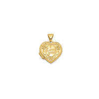 Heart Shape Locket With Floral I Love You Pendant (14K)