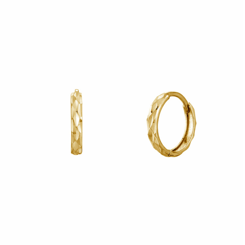 Faceted-Cuts Svelte Huggie Earrings (14K) Popular Jewelry New York