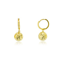Faceted Ball Dangling Huggie Earrings (14K)