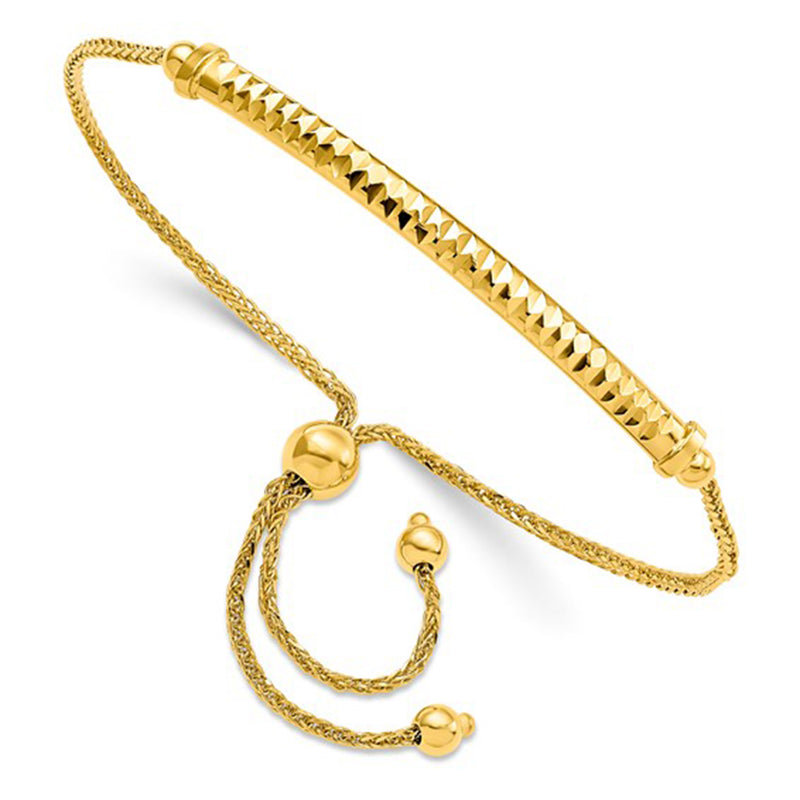 Faceted Bar Adjustable Bracelet (14K) Popular Jewelry New York