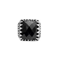Faceted Cut Black Onyx Men's Ring (Silver)