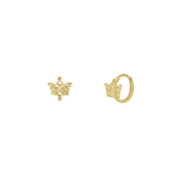Dzeltena zelta fasetēti piegriezti King's Crown Huggie auskari (14K) Popular Jewelry NY