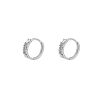 Faceted Cut Stone-Set Huggie Earrings (14K)