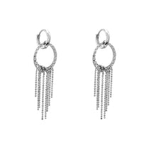 Faceted Hoop Tassel Drop Earrings (14K)