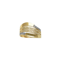 Tweekleurige CZ Split Crest Ring (14K)
