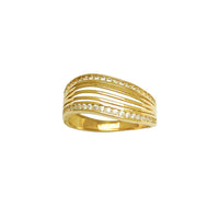 Fancy Semi Pave Curved Stripes Ring (14K) Popular Jewelry New York