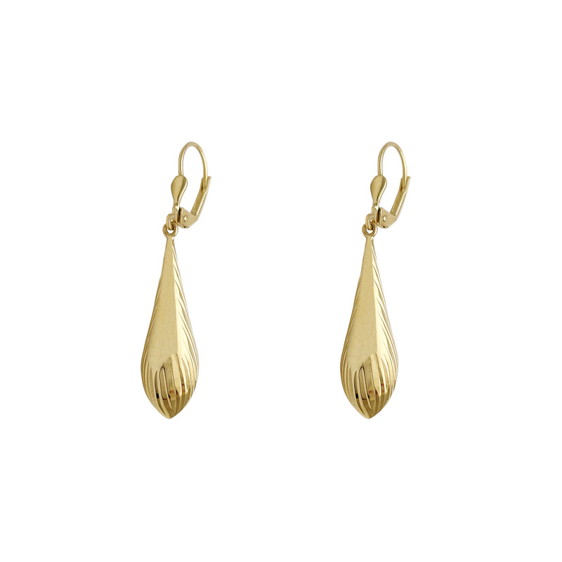 Feather Shaped Diamond Cuts Drop Earrings (14K) Popular Jewelry New York
