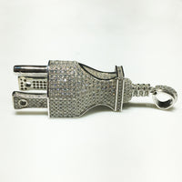 Iced-Out Plug (NEMA 5-15 Type-B) Pendant Silver - Popular Jewelry