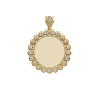 Круглая подвеска с изображением медальона в оправе Milgrain Budded среднего размера (14K) Popular Jewelry New York