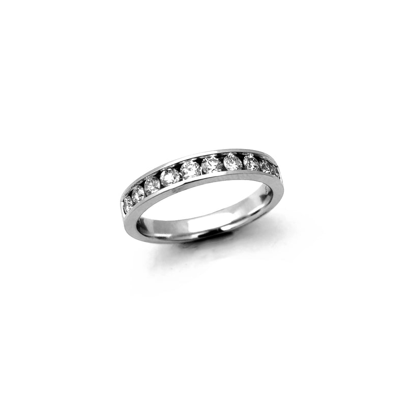 Diamond Channel Set Flat Shank Wedding Ring (14K) Popular Jewelry New York