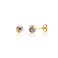 Золоті сережки-гвоздики Love Knot (14 карат), триколірне золото 14 карат, Popular Jewelry Нью-Йорк