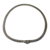 Flat Antique Finish Weaven Necklace (Silver)