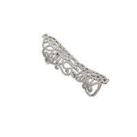 Floral Whole Finger CZ Ring (Silver)