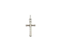 Florentine-Striped Tube Cross Pendant (14K)