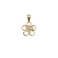 Flower Butterfly CZ Pendant (14K)