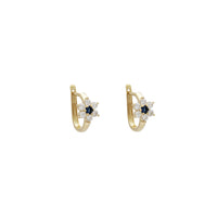 Flower CZ Huggie Earrings (14K)