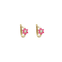 Flower CZ Huggie Earrings (14K)