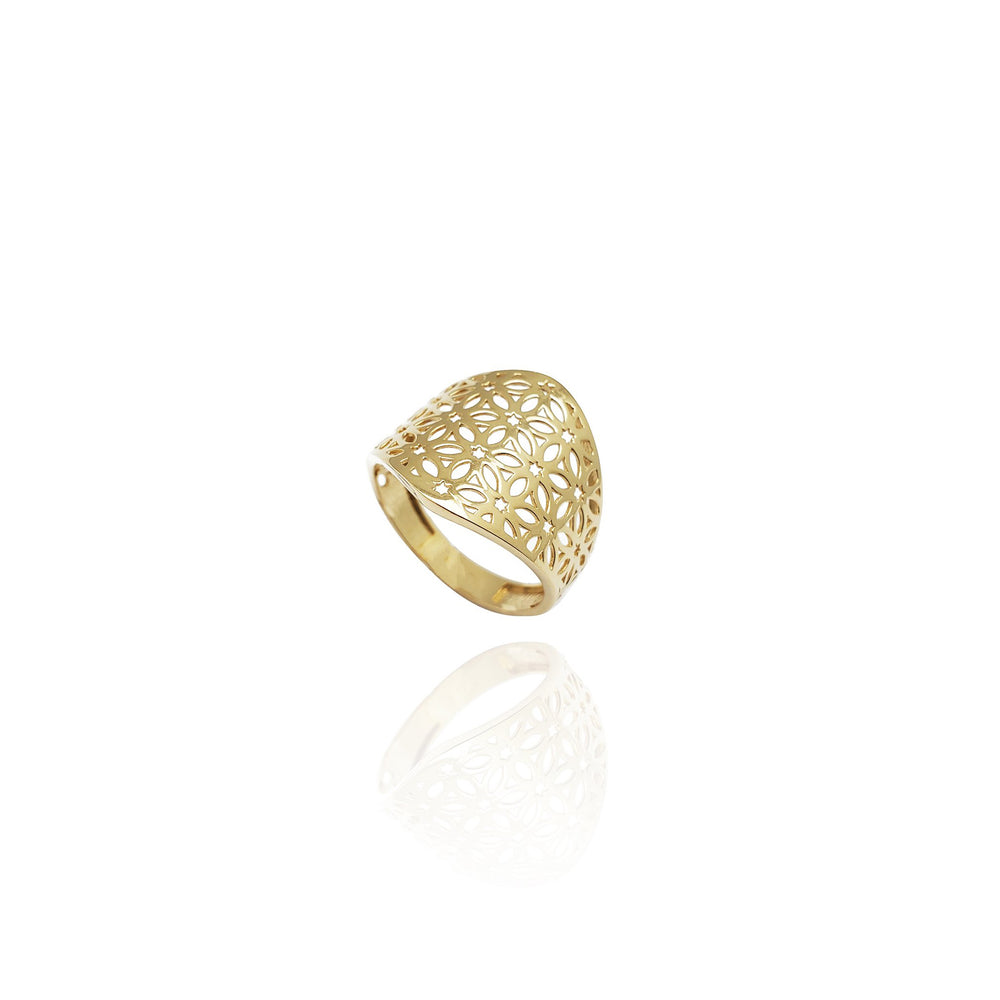 Foliage Print Colander Ring (14K)